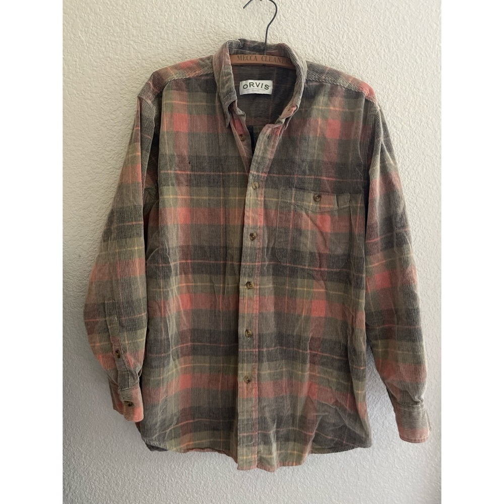 Orvis Plaid Corduroy Button Down Men’s Size Medium